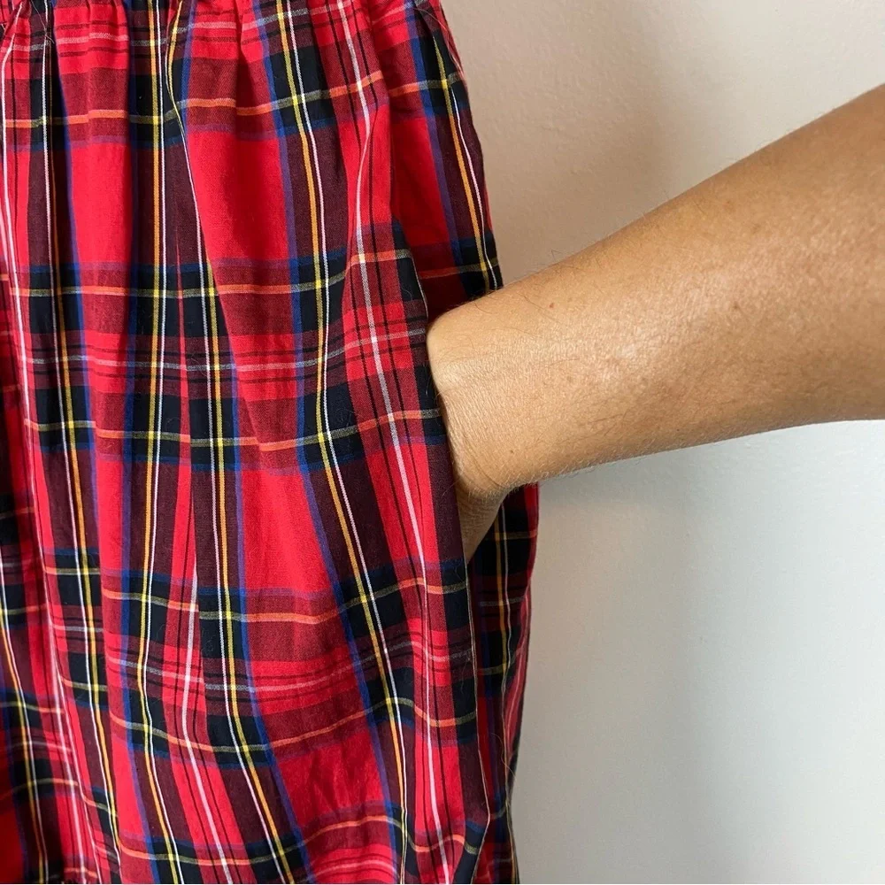 J CREW Classic Red Tartan Plaid Tiered Ruffle Midi Dress size 8 - Picture 6 of 11